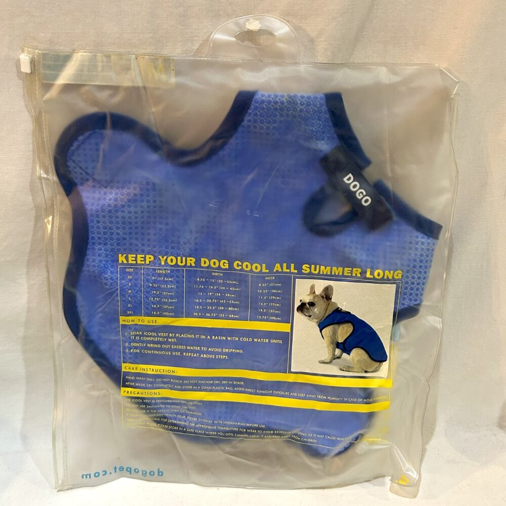 DOGO iCool Pet Dog Cooling Vest Water Cooled Size M Neck 11.5" Girth 15-19"